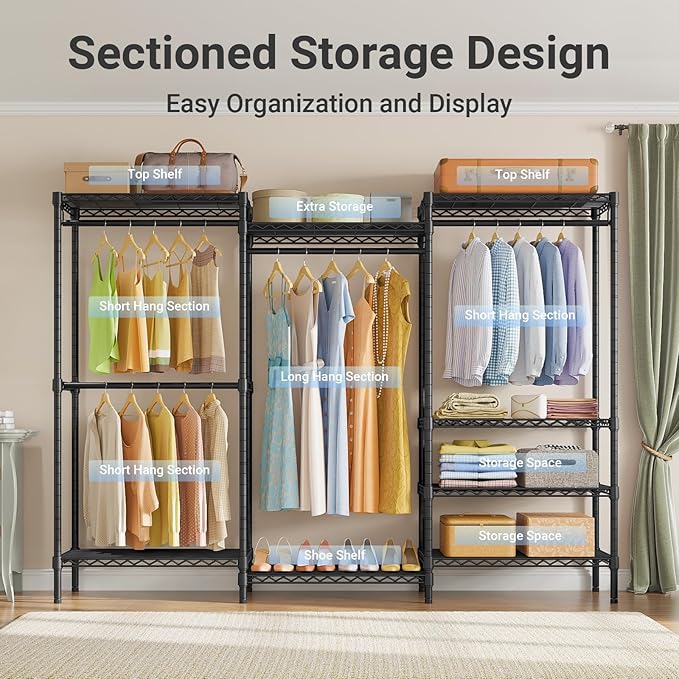 VIPEK V5 Plus Large Portable Closet Rack Freestanding Wardrobe Closet, 85.4" L - Image 3