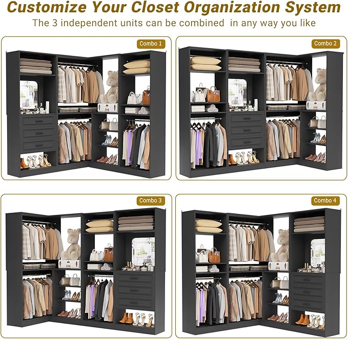 Unikito Closet System with Drawers，86”Modular Corner Closet Organizer System - Image 3