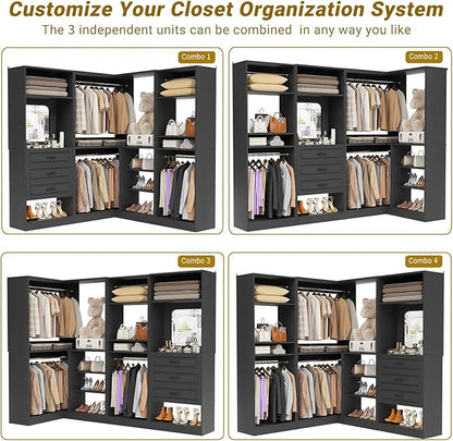 Unikito Closet System with Drawers，86”Modular Corner Closet Organizer System - Image 3
