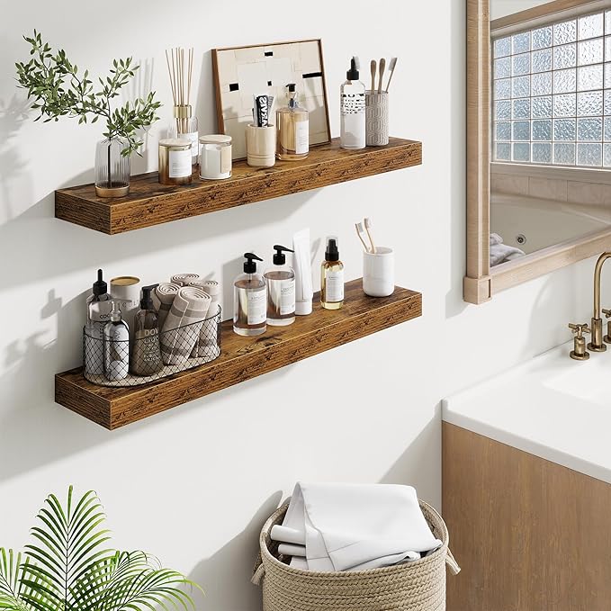 Fun Memories Bathroom Shelves 32 Inch Long Set of 2, Floating Shelves - Image 2