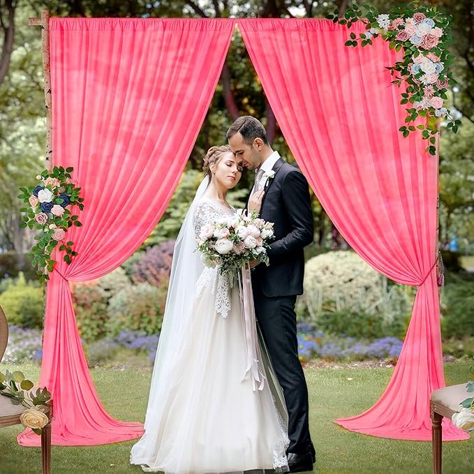 10 x 7 Feet Fluorescent Pink Backdrop Curtain for Partie, Background Curtains...