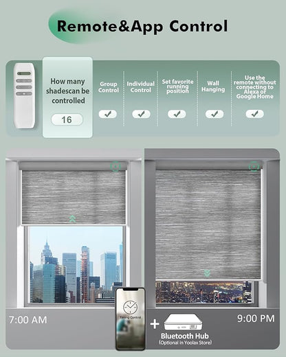 Yoolax Motorized Blinds with Remote, Light Filtering Remote Shades - Image 3