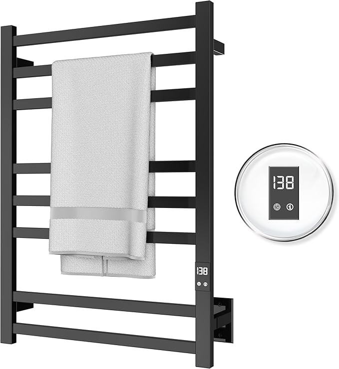 8-Bar Electric Heated Towel Warmer, Fast Heating by PeakTrivol