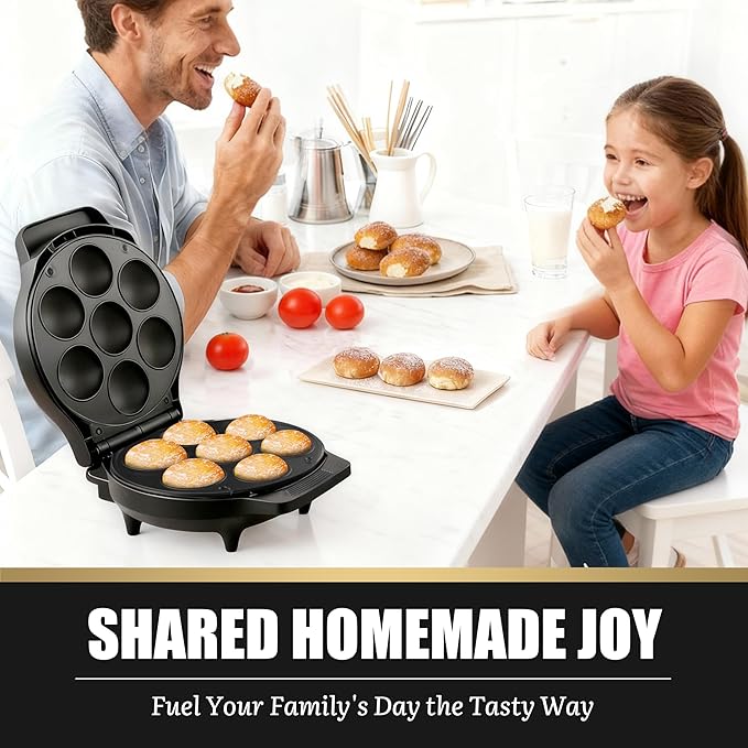 Mini Stuffed Pancakes Maker, Electric Ebleskiver Poffertjes Maker Pan, Danish - Image 6
