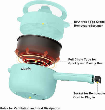 Dezin Electric Cooker, 2L Non-Stick Sauté Pan, Rapid Noodles Cooker, Mini Pot - Image 4