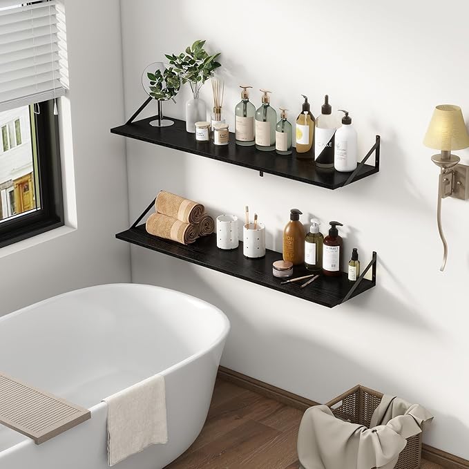 12 Inch Deep Floating Shelves, Deep Wall Shelves Bracket Set of 2, Large - Image 4
