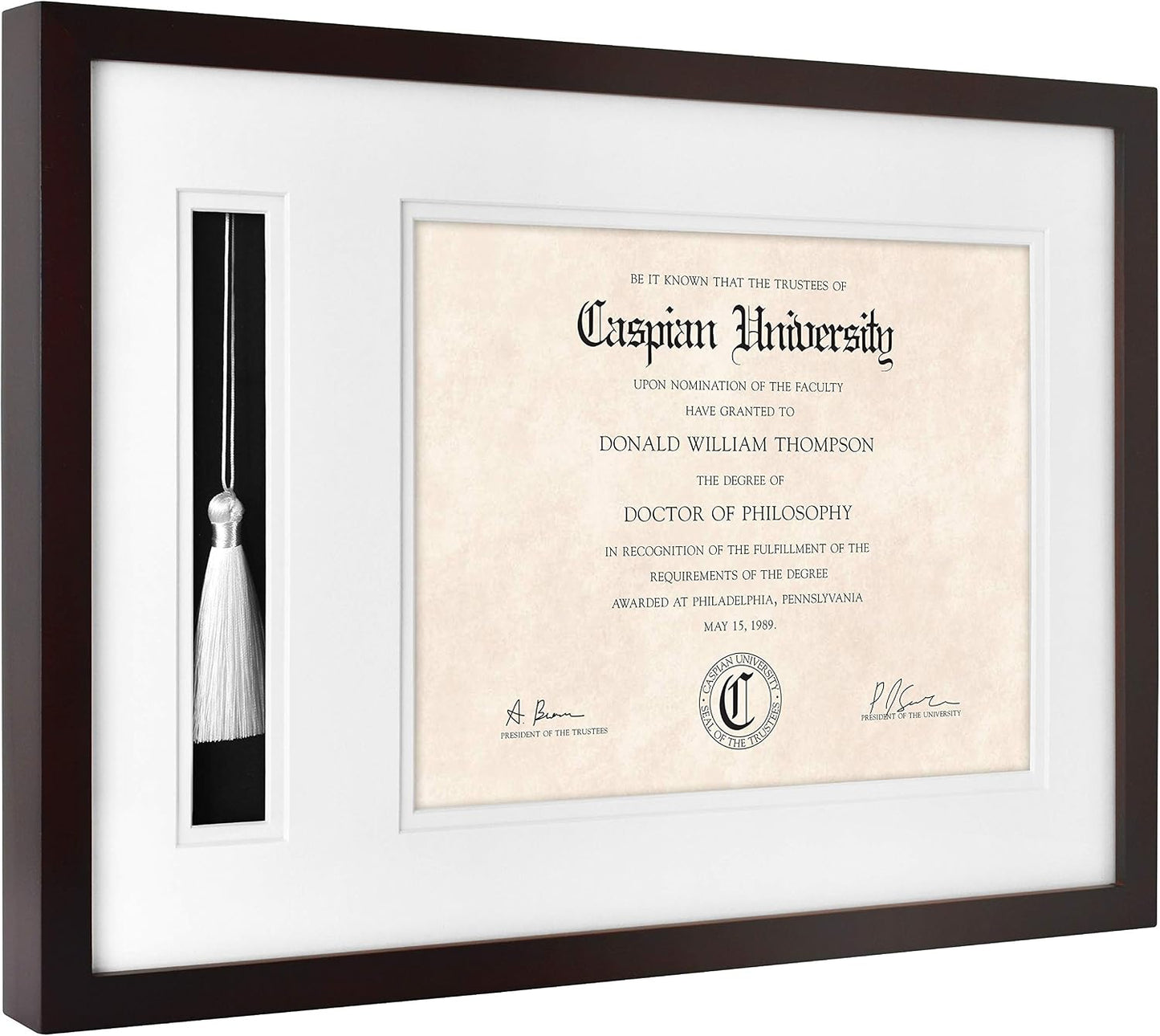 MCS, Espresso Graduation Diploma and Tassel Frame, 18.25x13 Inch Overall Size