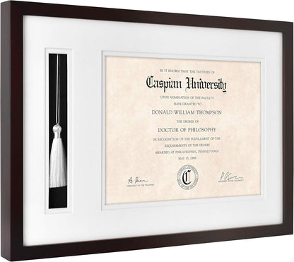 MCS, Espresso Graduation Diploma and Tassel Frame, 18.25x13 Inch Overall Size