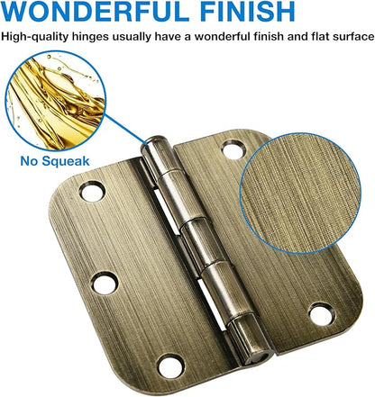 TDCHINGES 3 Pack Antique Brass Door Hinges 3.5 Inch Black Interior 3 1/2" - Image 2