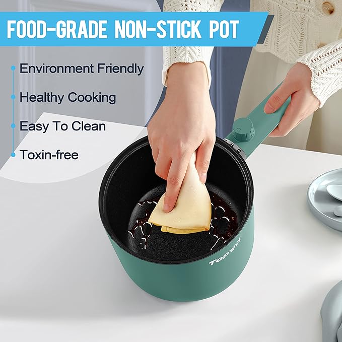 Topwit Hot Pot Electric with Steamer, 1.5L Ramen Cooker, Non-Stick Sauté Pan - Image 5