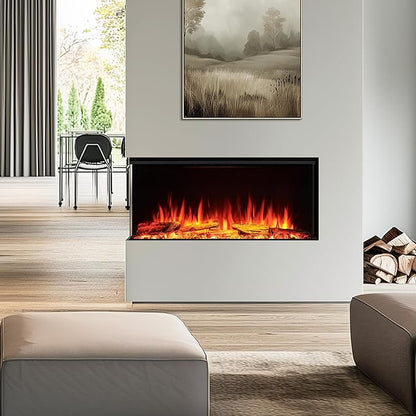 LegendFlame 35" W Smart Build in Electric Fireplace Insert, 1-2-3 Sided View - Image 2