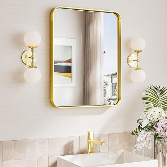 TokeShimi 16x20 Brushed Gold Bathroom Mirror, Vanity Mirror Bathroom Wall by RefinedBathroomAccessories