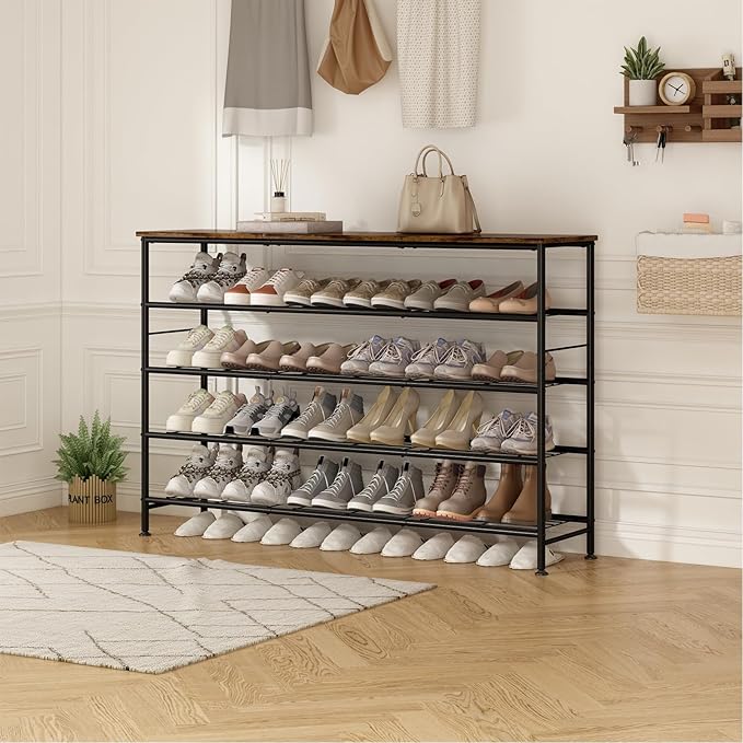 SUOERNUO Shoe Rack 5 Tier Shoe Storage Organizer Metal Mesh Shelves - Image 5