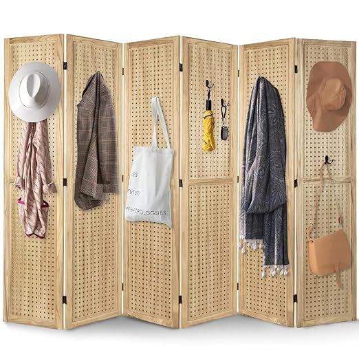 Babion 6 Panel Pegboard Display, Pegboard Room Divider Freestanding Folding by BabionDecorateYourhome