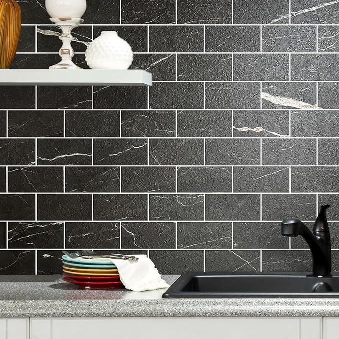 AULIGET 100 Piece Faux Stone Backsplash Peel and Stick PVC Tile, 3 Inch x 6 - Image 4
