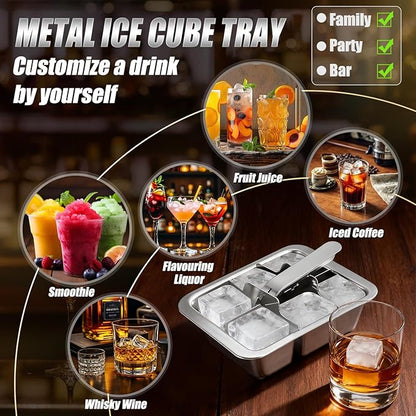 Ice Cube Trays, 4 Pack Large 6-cube Stainless Steel Ice Cube Trays - Image 6