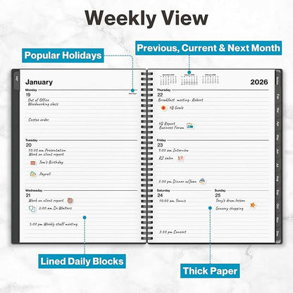 Dunwell 2026 Planner Book 8.5x11, Weekly Monthly Calendar, Jan to Dec, Large - Image 5