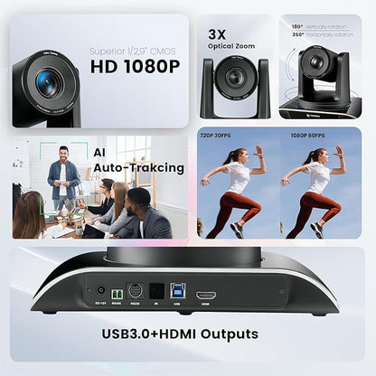 TONGVEO All-in-One Conference Room Video Camera System Al Auto-Tracking HD1080P - Image 9