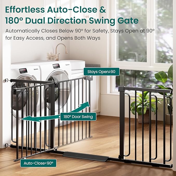 Cumbor Extra Wide Baby Gate, 36.6-69" Walk-Through Dog Gate - Image 2