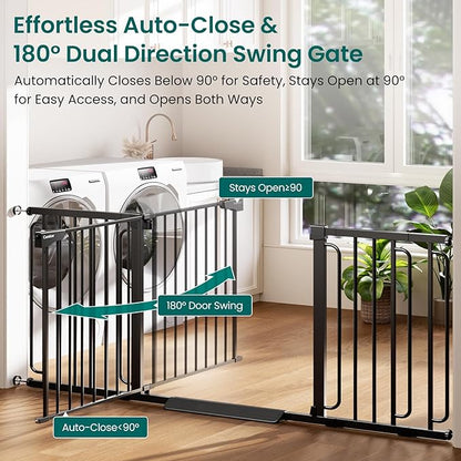 Cumbor Extra Wide Baby Gate, 36.6-69" Walk-Through Dog Gate - Image 2