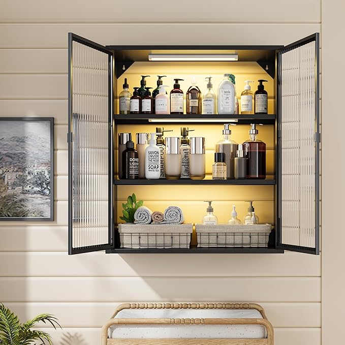 Bathroom Wall Cabinet Over Toilet, Metal Laundry Room Cabinets Wall Mounted by YILFANA