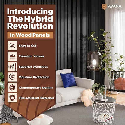 Avana Modern Acoustic Wood Wall Panels – 47.2 x 12.6 Inch Black Oak Acoustic - Image 2