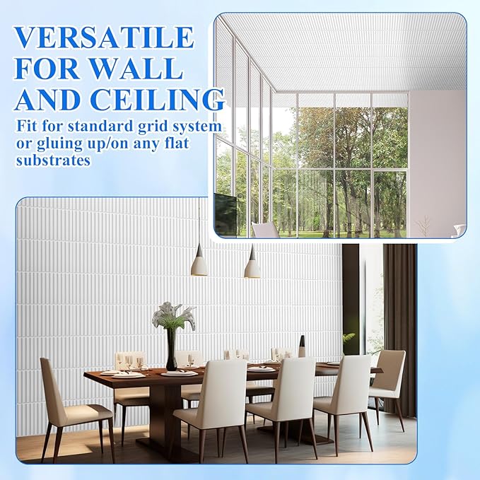 Nuanchu 32 Pcs 3D Slat Wall Panels 12 x 12 Inch PVC Fluted Textured Panel - Image 6