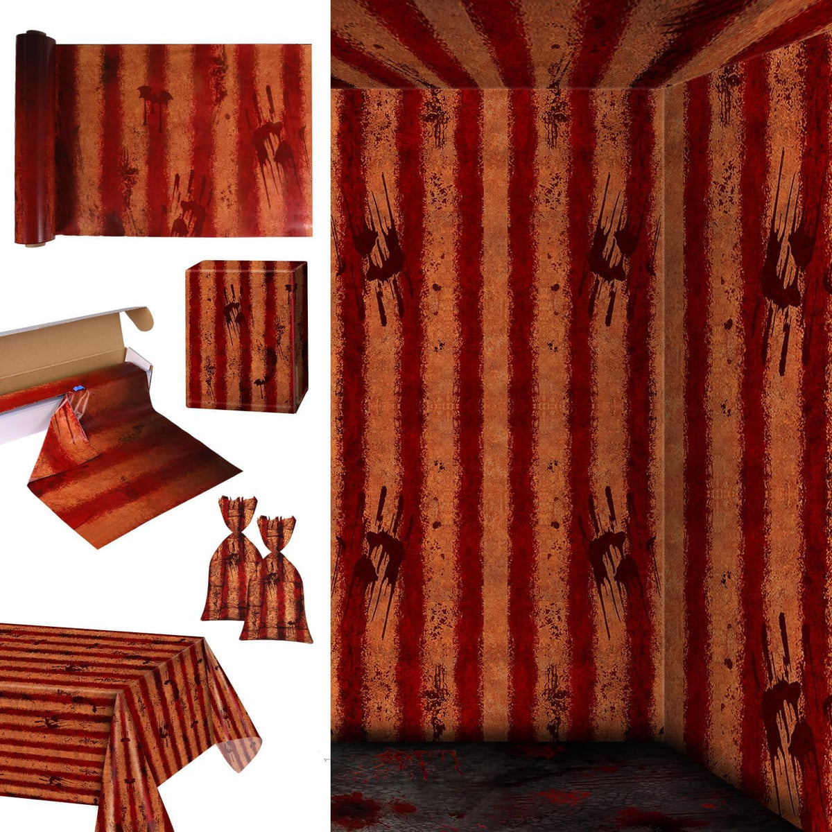 100 Ft Creepy Carnival Tablecloth Roll for Halloween Bloody Circus Tent Backd...