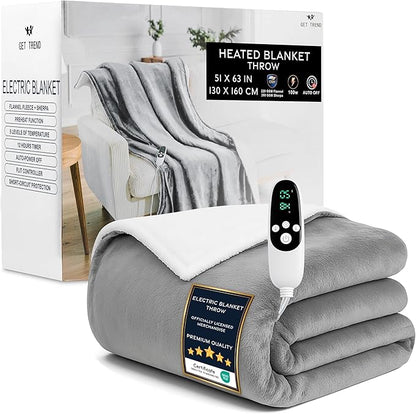 Heated Blanket Electric Luxurious Fleece Throw Blanket, 9 Heat Settings & 12H by GetTrend
