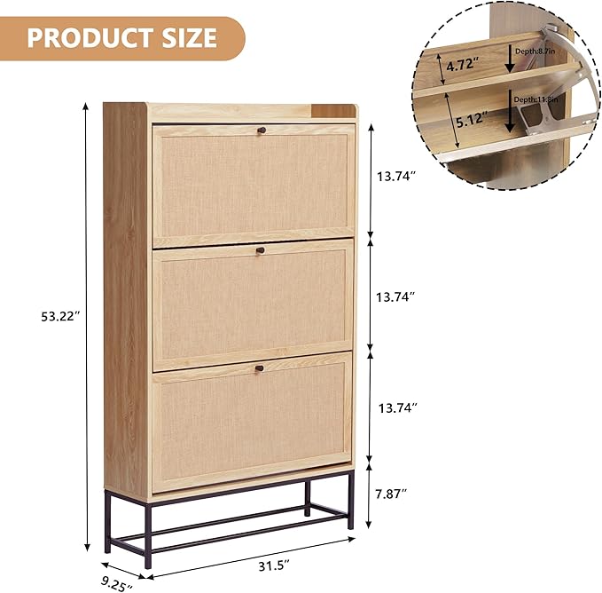 AVZEAR Narrow Shoe Storage Cabinet - Image 2