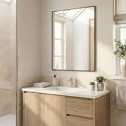 30"x36" Black Bathroom Mirror, Matte Metal Framed Vanity Mirror - Image 2