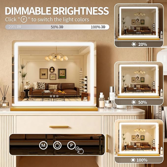 ROLOVE Vanity Mirror with Lights, Lighted Vanity Mirror with Dimmable 3 Modes - Image 3