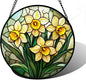 DASTOLL Stained Glass Window Hanging, Daffodil Plant Flowers Sun Catchers by DASTOLL