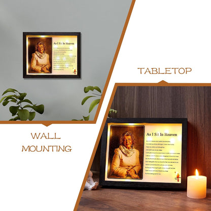 WOODEXPE Sympathy Gift 8" x 10" LED Memorial Shadow Box Memorial Gifts for Loss of Loved One - As I Sit in Heaven