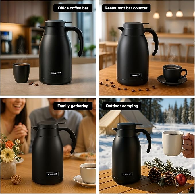 Thermal Coffee Carafe 2L/68 Oz Double-Wall Vacuum 304 Stainless Steel Insulated - Image 6