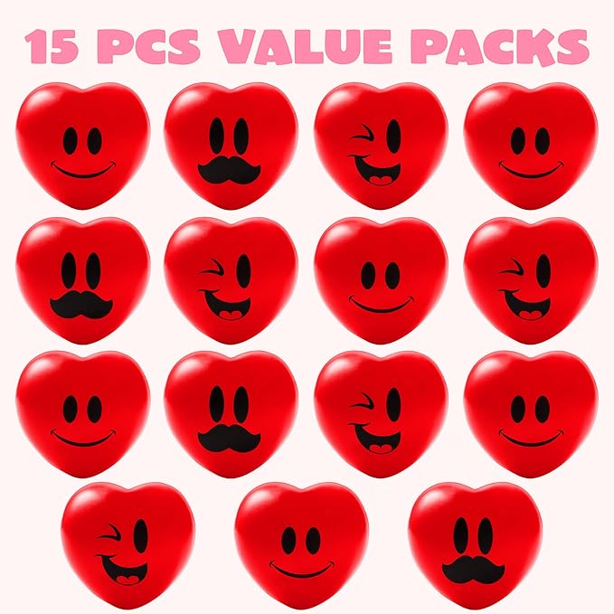 JOYIN 15 PCS Valentines Day Heart Shaped Stress Relief 3“ Balls - Image 2