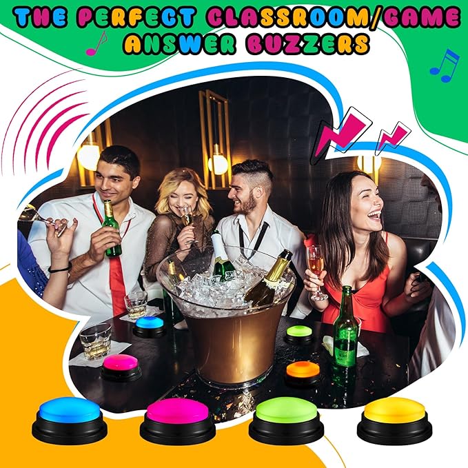 Honoson 8 Pcs Recordable Answer Buzzers, Personalized Sound, Recordable - Image 4