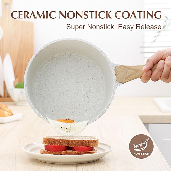 SENSARTE White Ceramic Nonstick Saucepan - Image 2