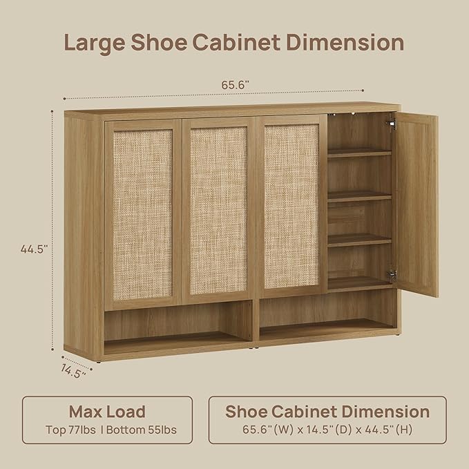 SICOTAS Rattan Shoe Storage Cabinet - Image 2