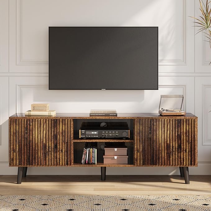 EROMMY 63'' Fluted TV Stand for 70 Inch TV, Modern Entertainment Center - Image 6