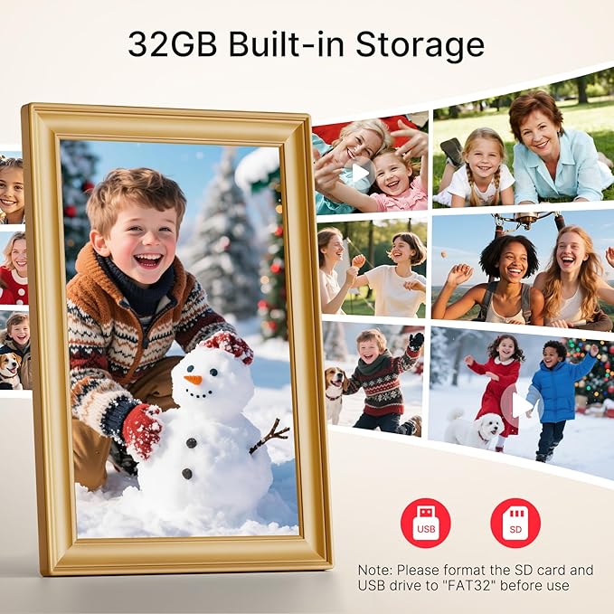 Frameo 10.1 Inch WiFi Digital Picture Frame, 1280x800 HD IPS Touch Screen Photo - Image 3
