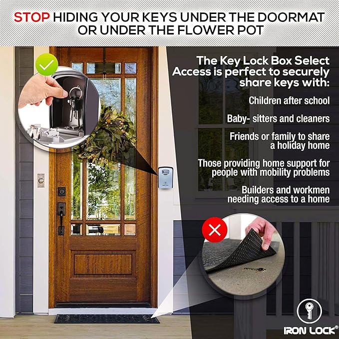 Iron Lock® Key Lock Box XXL Wall Mount – Waterproof Outdoor Key Safe - Image 6