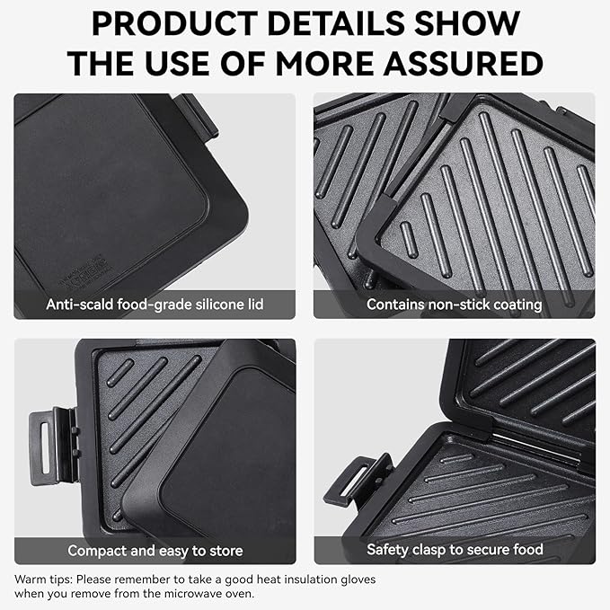 Microwave Toastie Sandwich Maker, Nonstick Plate Panini Maker, Versatile - Image 5