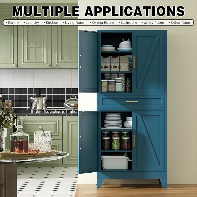 COFaR Farmhouse Storage Kitchen Pantry Cabinet - Image 3