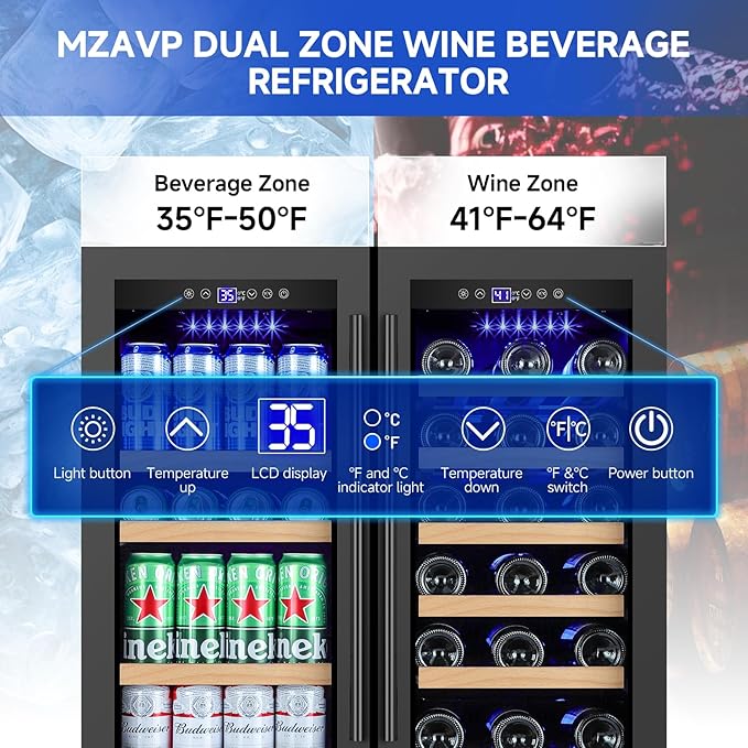 30 Inch Wine and Beverage Refrigerator, Dual Zone Wine Beverage Cooler - Image 2
