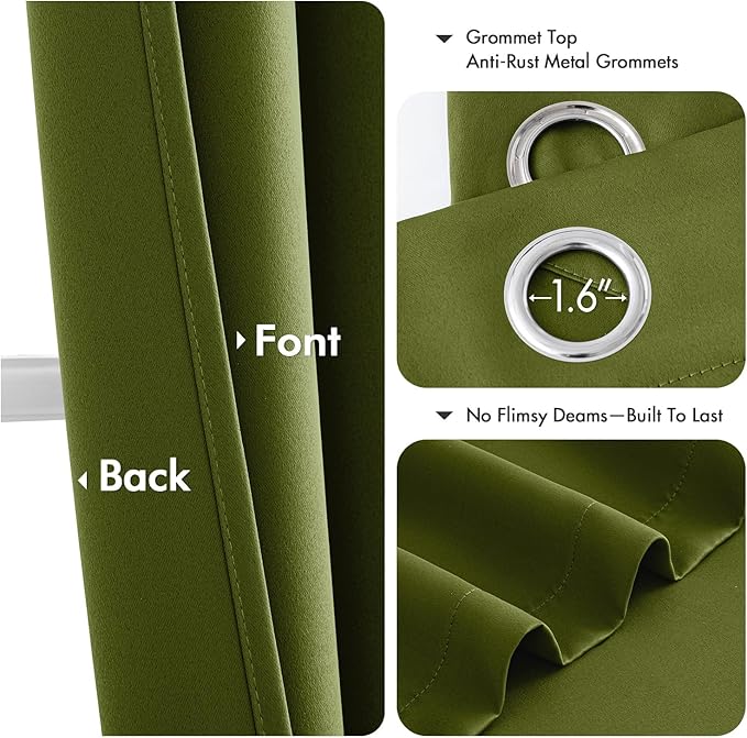 MIULEE Light Olive Green Blackout Curtains - Image 4