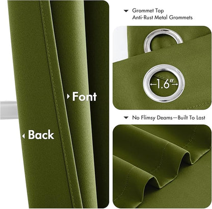MIULEE Light Olive Green Blackout Curtains - Image 4