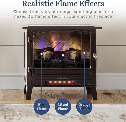 Country Living Infrared Freestanding Electric Fireplace Stove Heater in Bronze - Image 4
