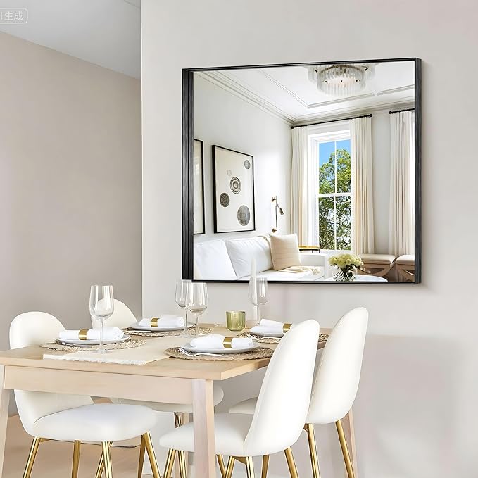 CIRCUMI Black Bathroom Mirror, Brushed Finish, Tempered Glass, Mirror - Image 6