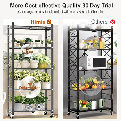 Himix Storage Shelves with 20 Hooks, 5-Tier Foldable Shelves - Image 6
